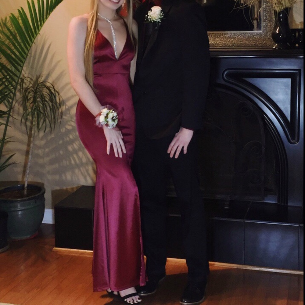 Red Satin prom dress